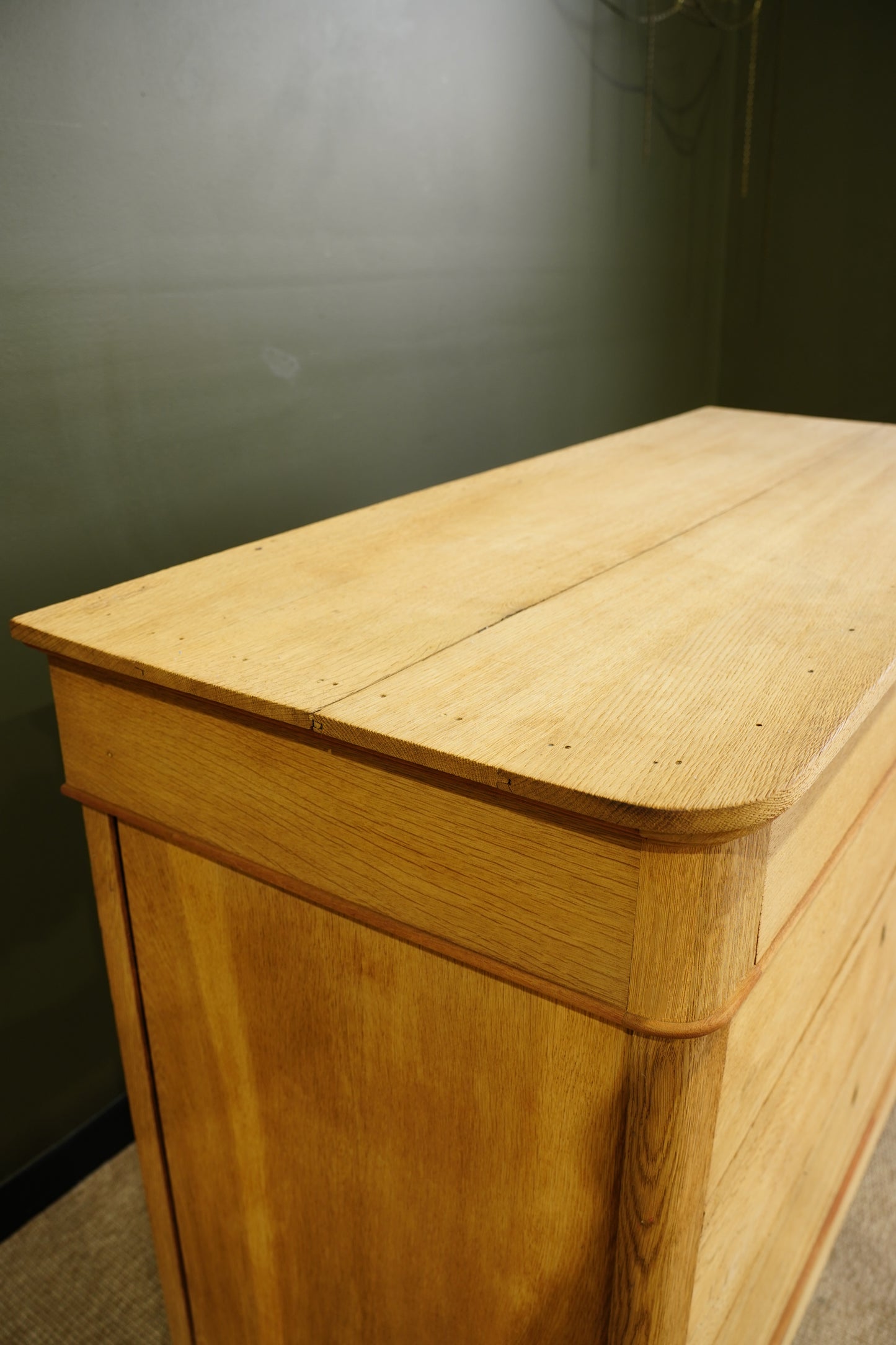 Vintage French Sandblasted Oak Commode