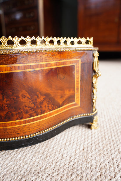 Antique French Louis XV Revival Burl Walnut Jardiniere Planter
