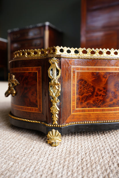 Antique French Louis XV Revival Burl Walnut Jardiniere Planter