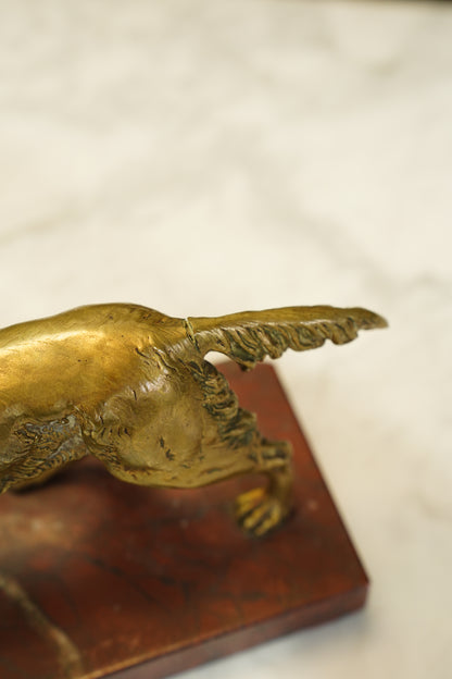 French Brass Setter Dog Figure on Marble