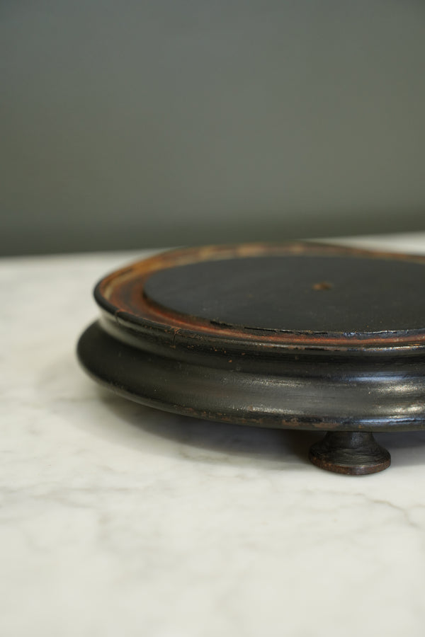 Antique French Ebonized Wood Display Riser Footed Stand, Small Round secondary view