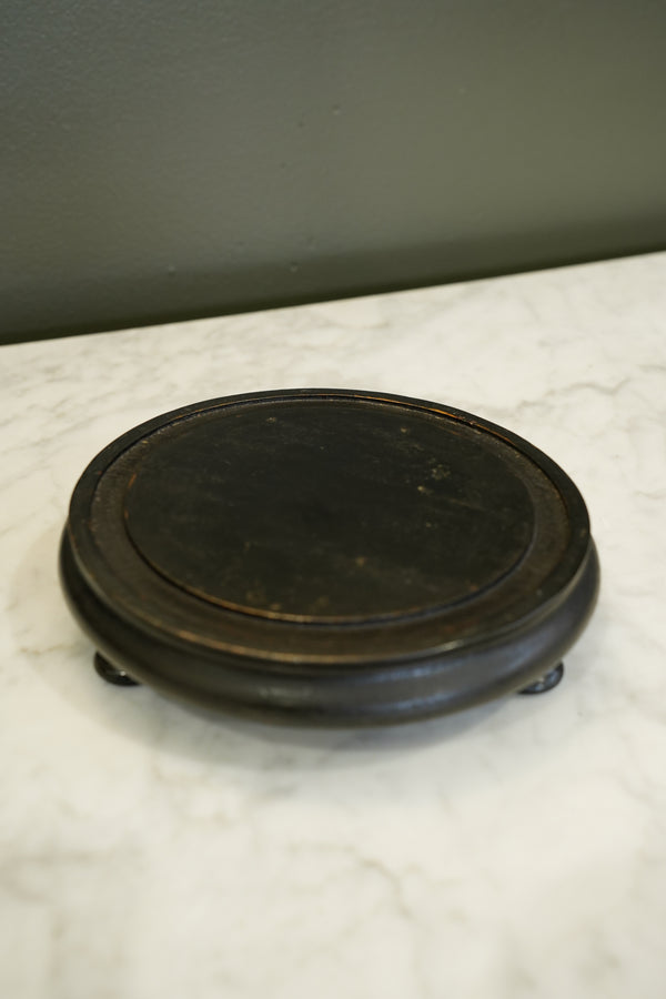Antique French Ebonized Wood Display Riser Footed Stand, Small Round secondary view