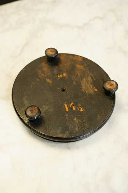 Antique French Ebonized Wood Display Riser Footed Stand, Small Round