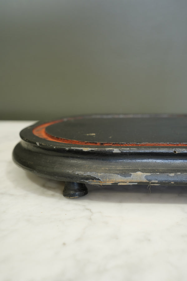 Antique Ebonized Oval Plinth Display Stand Base