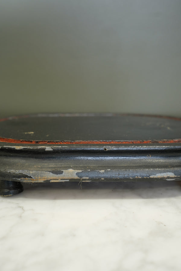Antique Ebonized Oval Plinth Display Stand Base secondary view