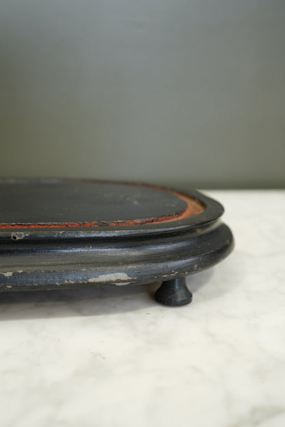 Antique Ebonized Oval Plinth Display Stand Base