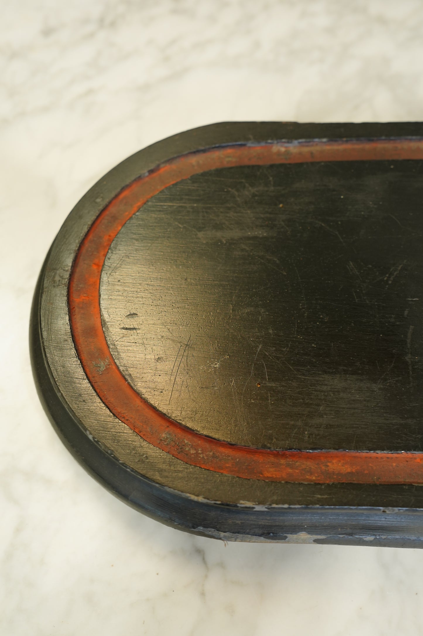 Antique Ebonized Oval Plinth Display Stand Base