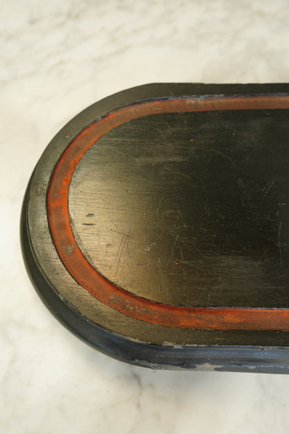 Antique Ebonized Oval Plinth Display Stand Base