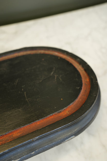 Antique Ebonized Oval Plinth Display Stand Base