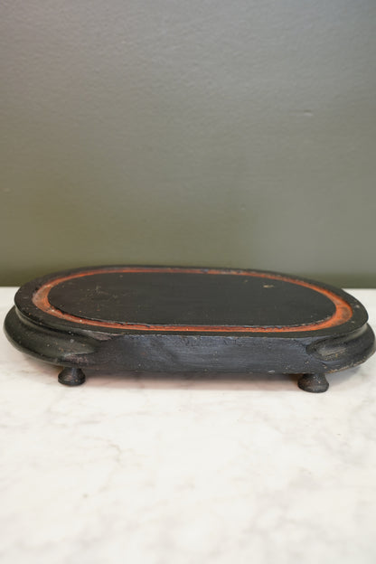 Antique Ebonized Oval Plinth Display Stand Base