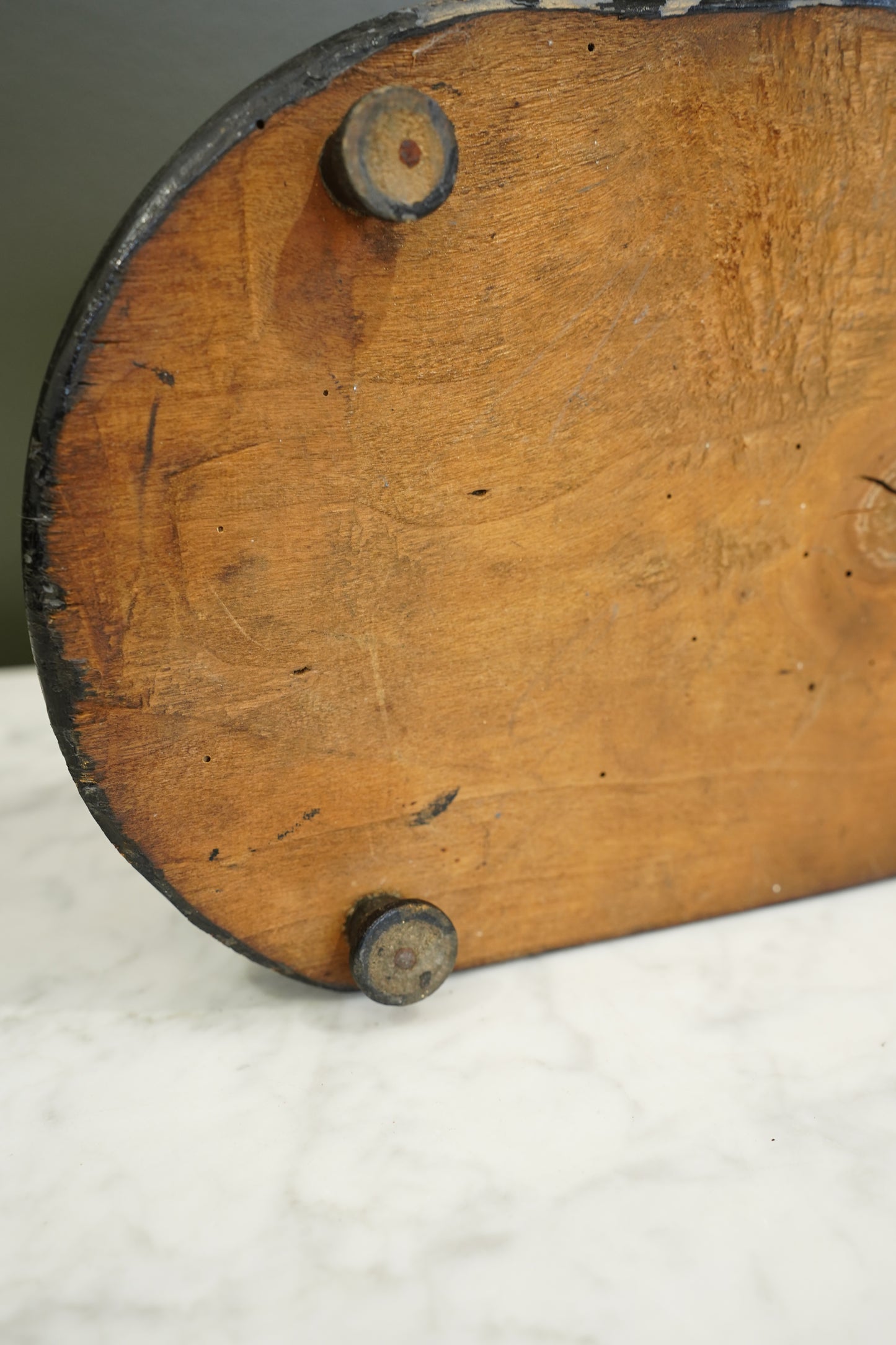 Antique Ebonized Oval Plinth Display Stand Base