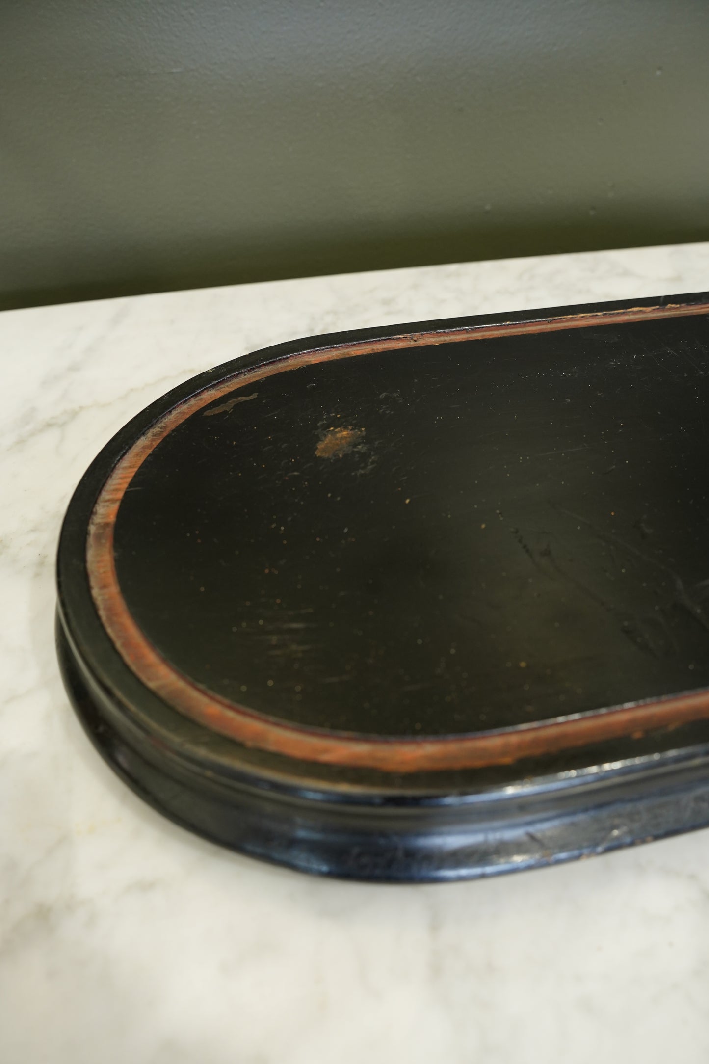Antique French Ebonized Oval Display Stand Base