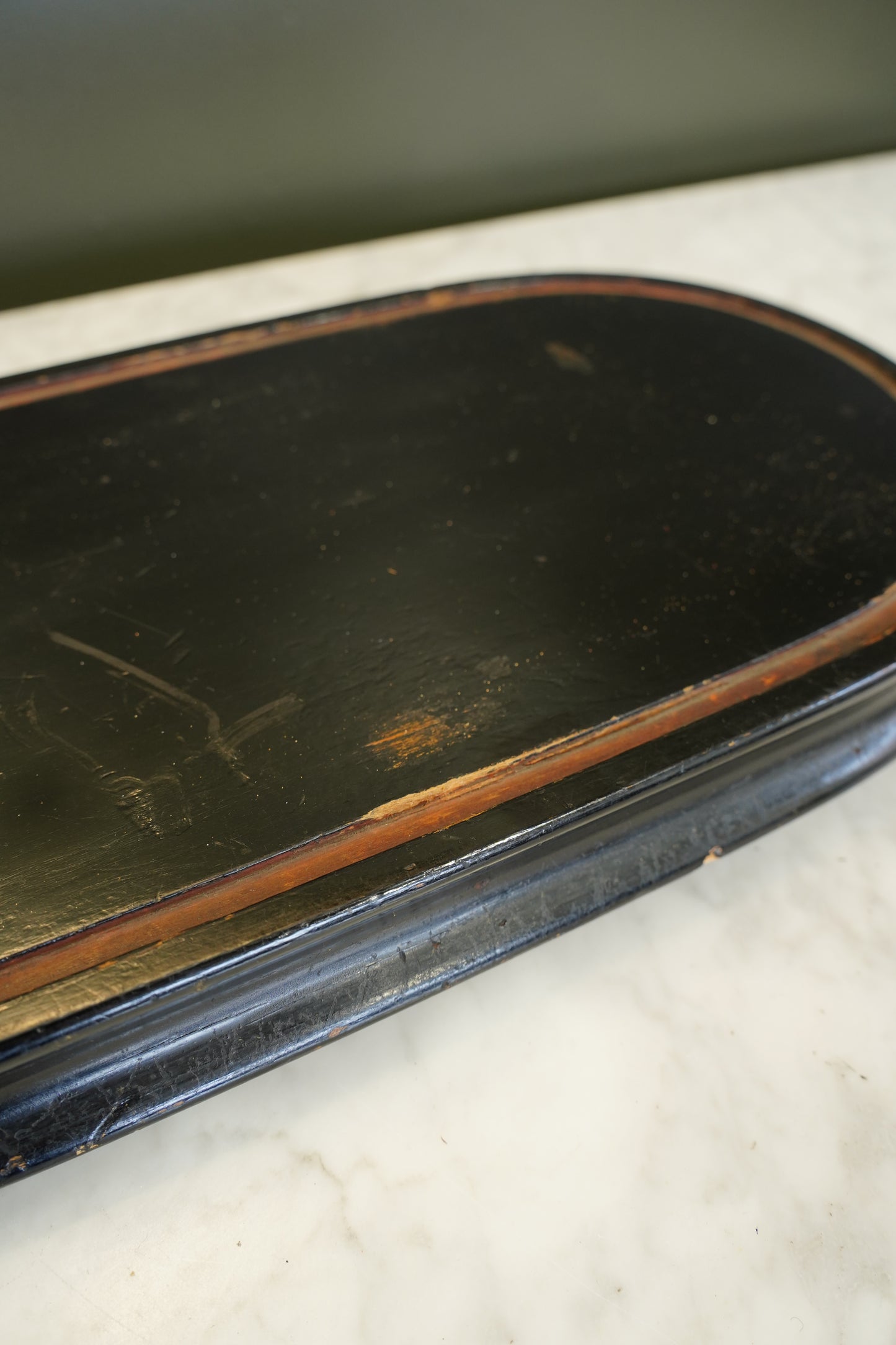 Antique French Ebonized Oval Display Stand Base