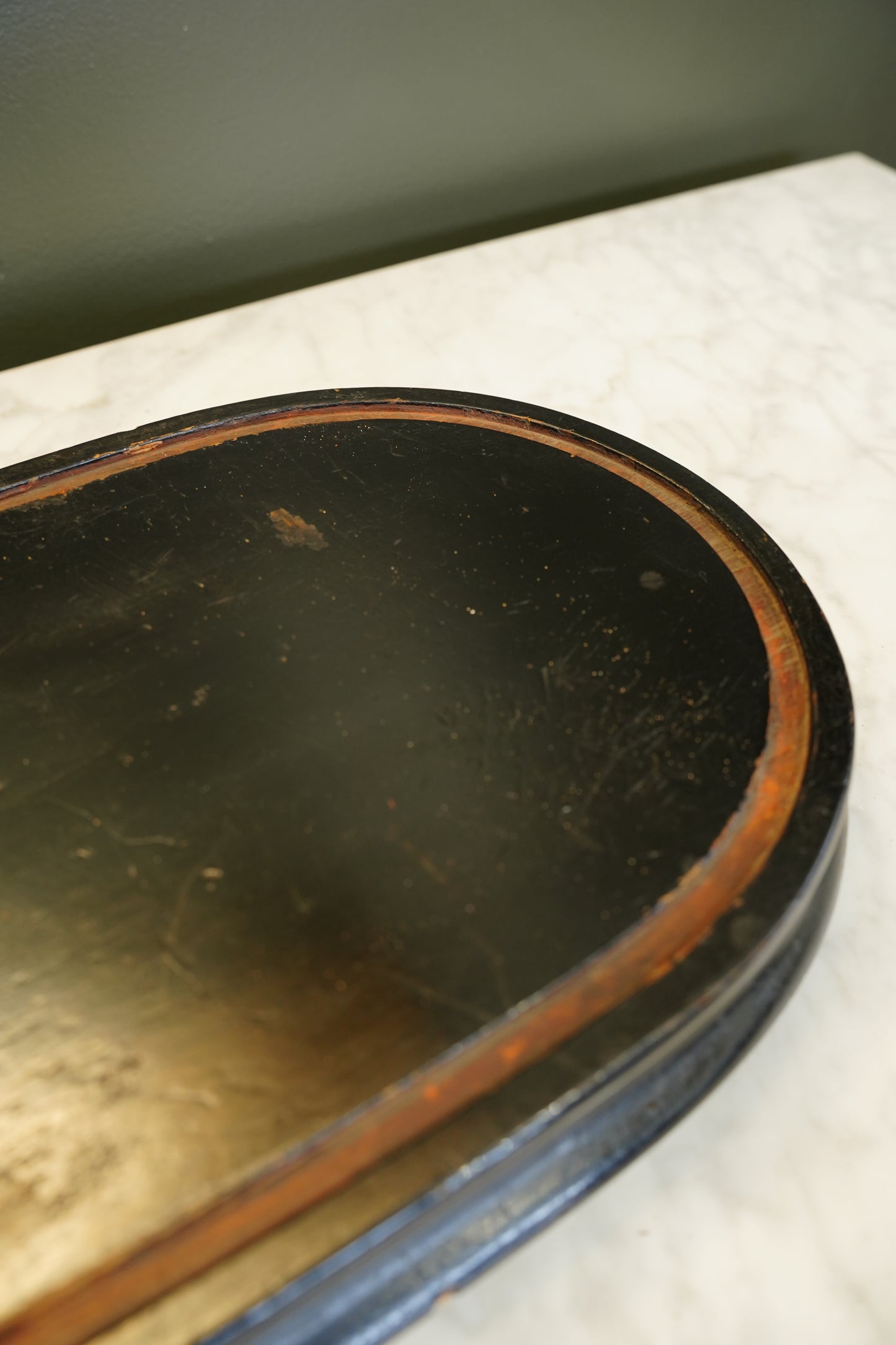 Antique French Ebonized Oval Display Stand Base
