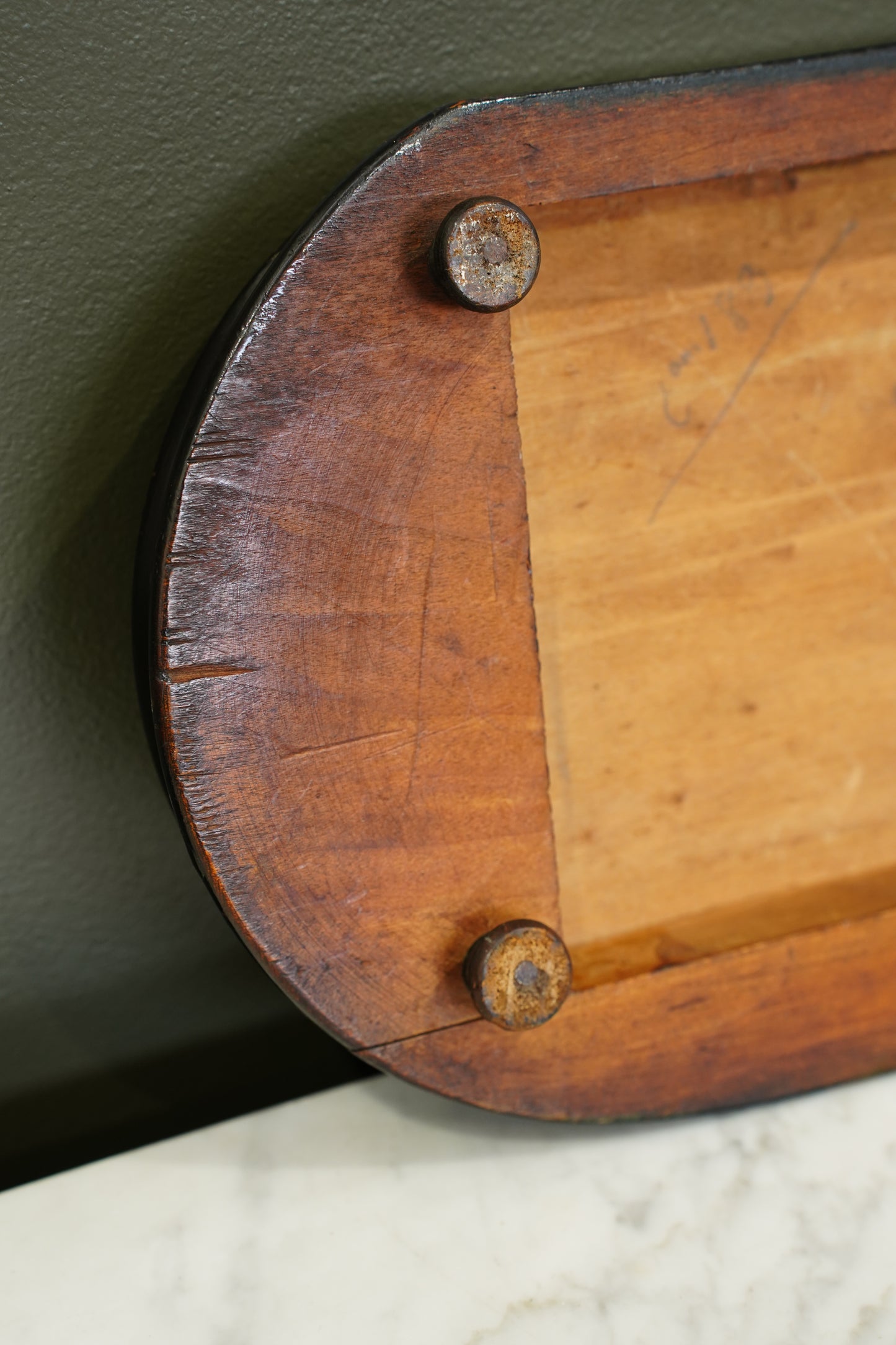 Antique French Ebonized Oval Display Stand Base