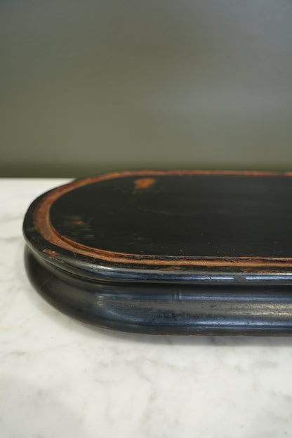 Antique French Ebonized Oval Plinth Display Stand Base