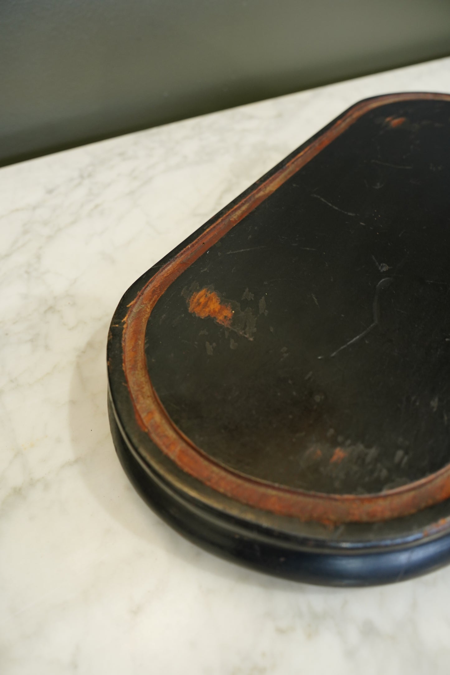 Antique French Ebonized Oval Plinth Display Stand Base