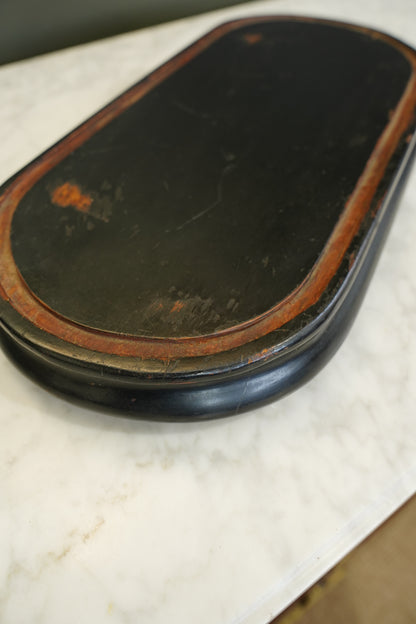 Antique French Ebonized Oval Plinth Display Stand Base
