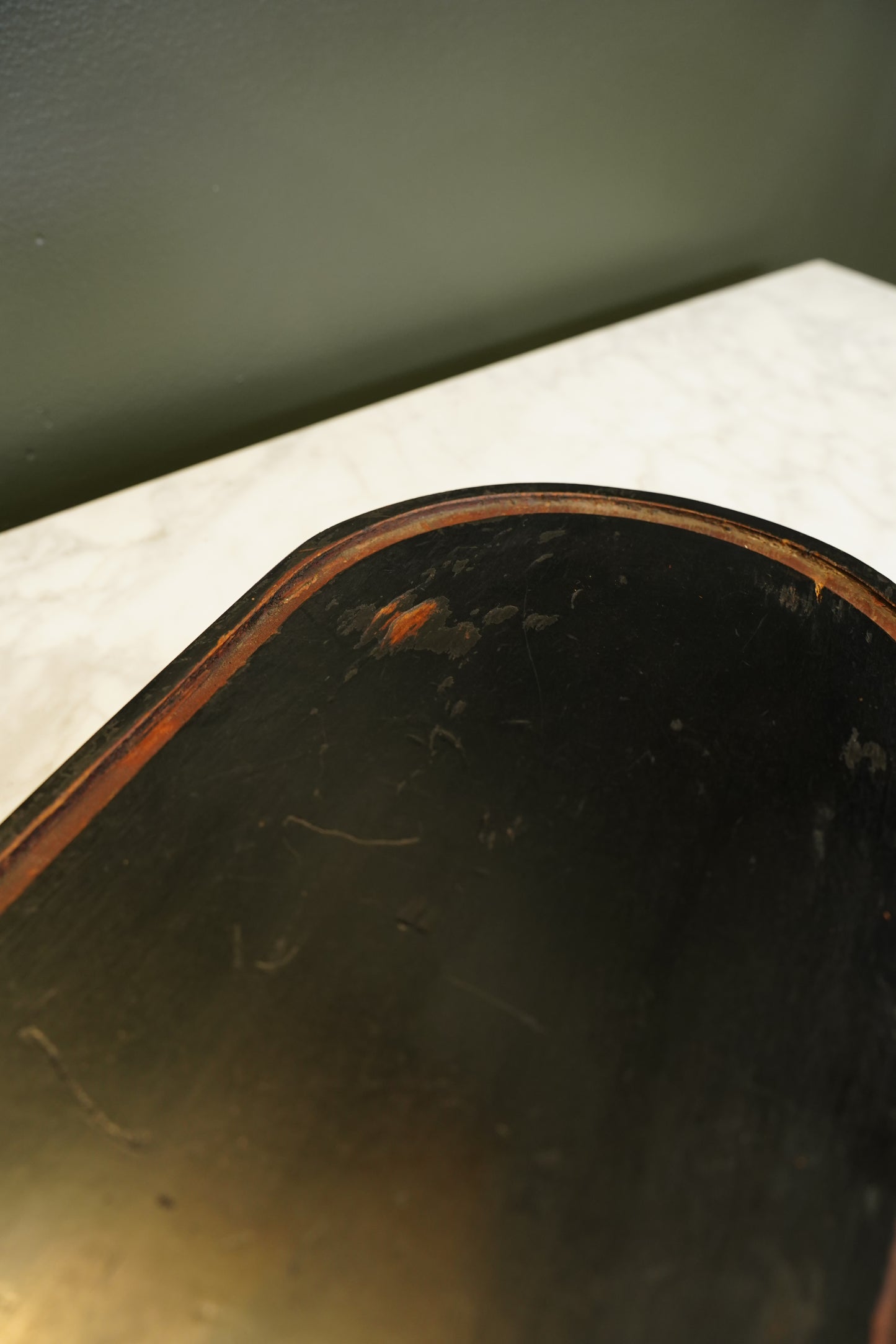 Antique French Ebonized Oval Plinth Display Stand Base