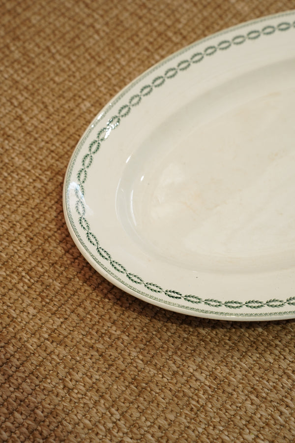 Antique French Serving Platter, Green Laurel Border, Circa 1900 secondary view