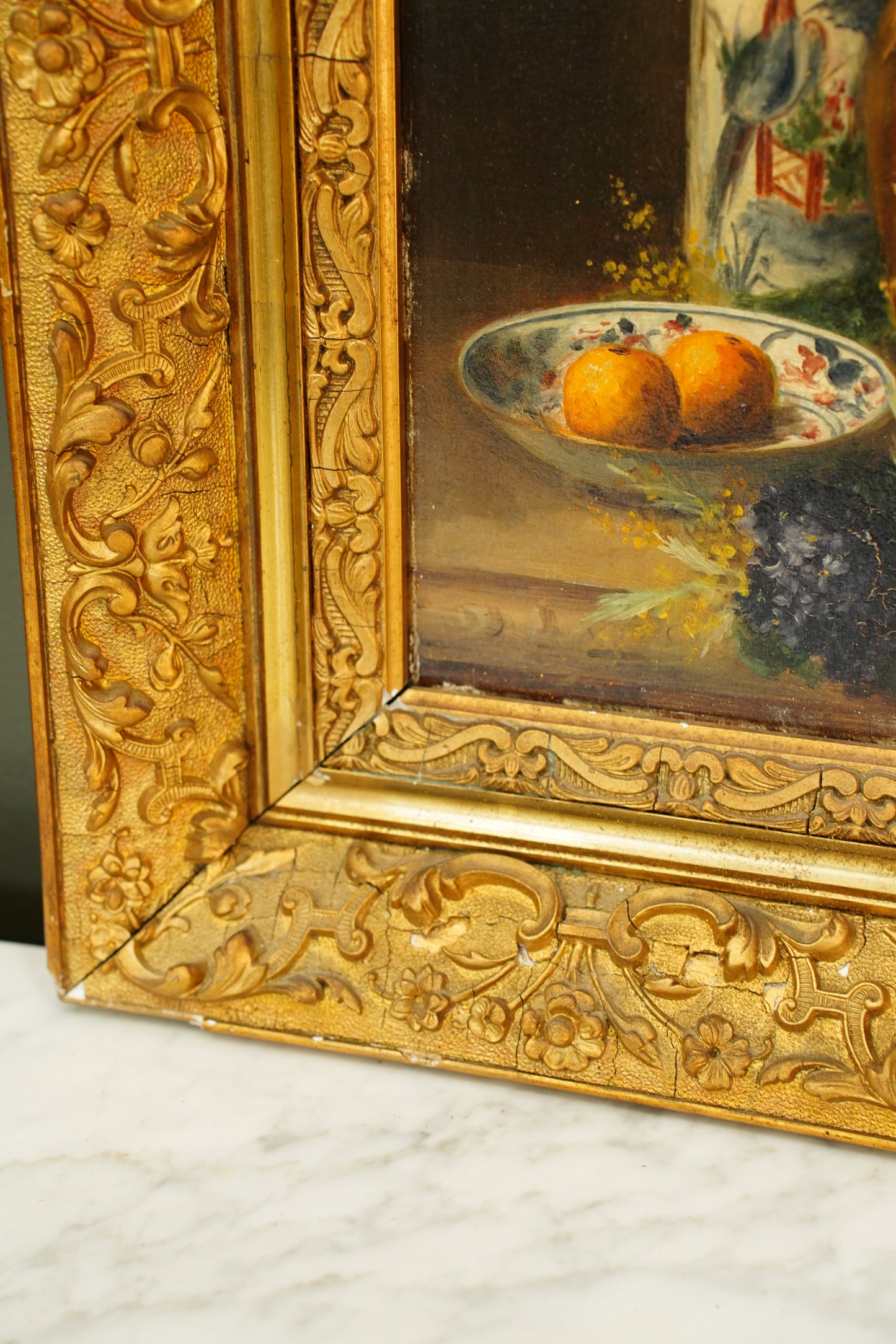 Antique French Oil Painting Still Life, Signed