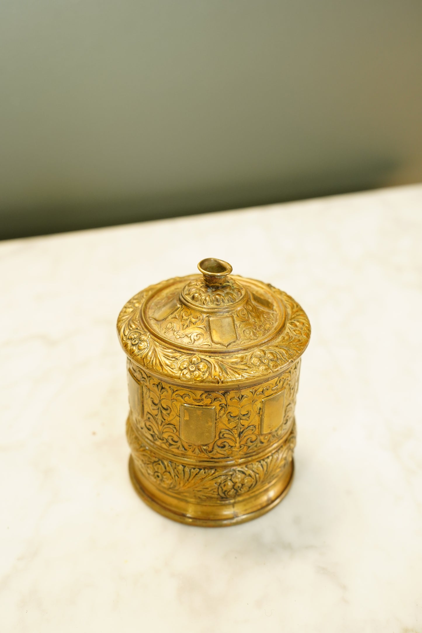 Antique English Brass String Holder