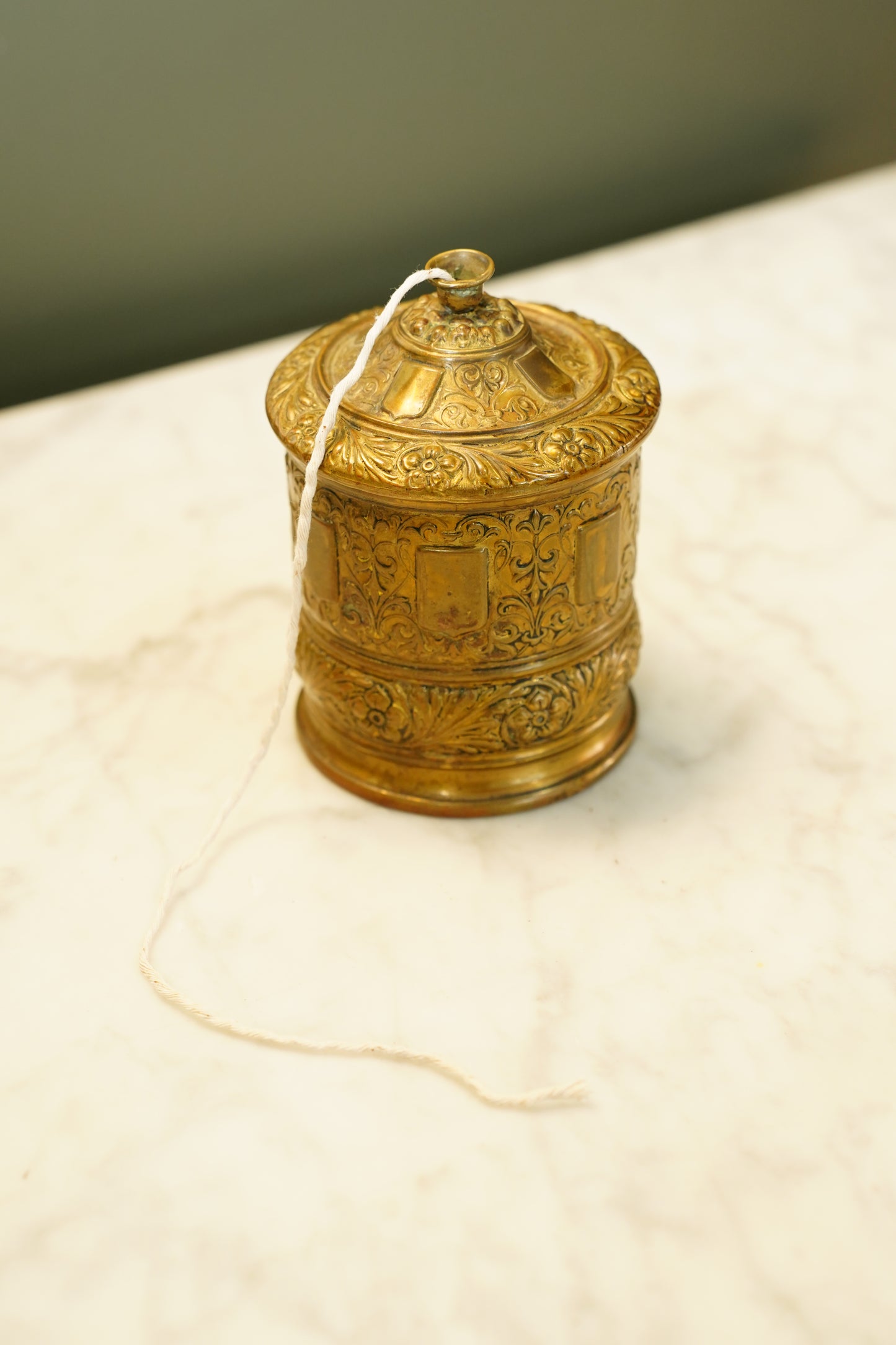 Antique English Brass String Holder