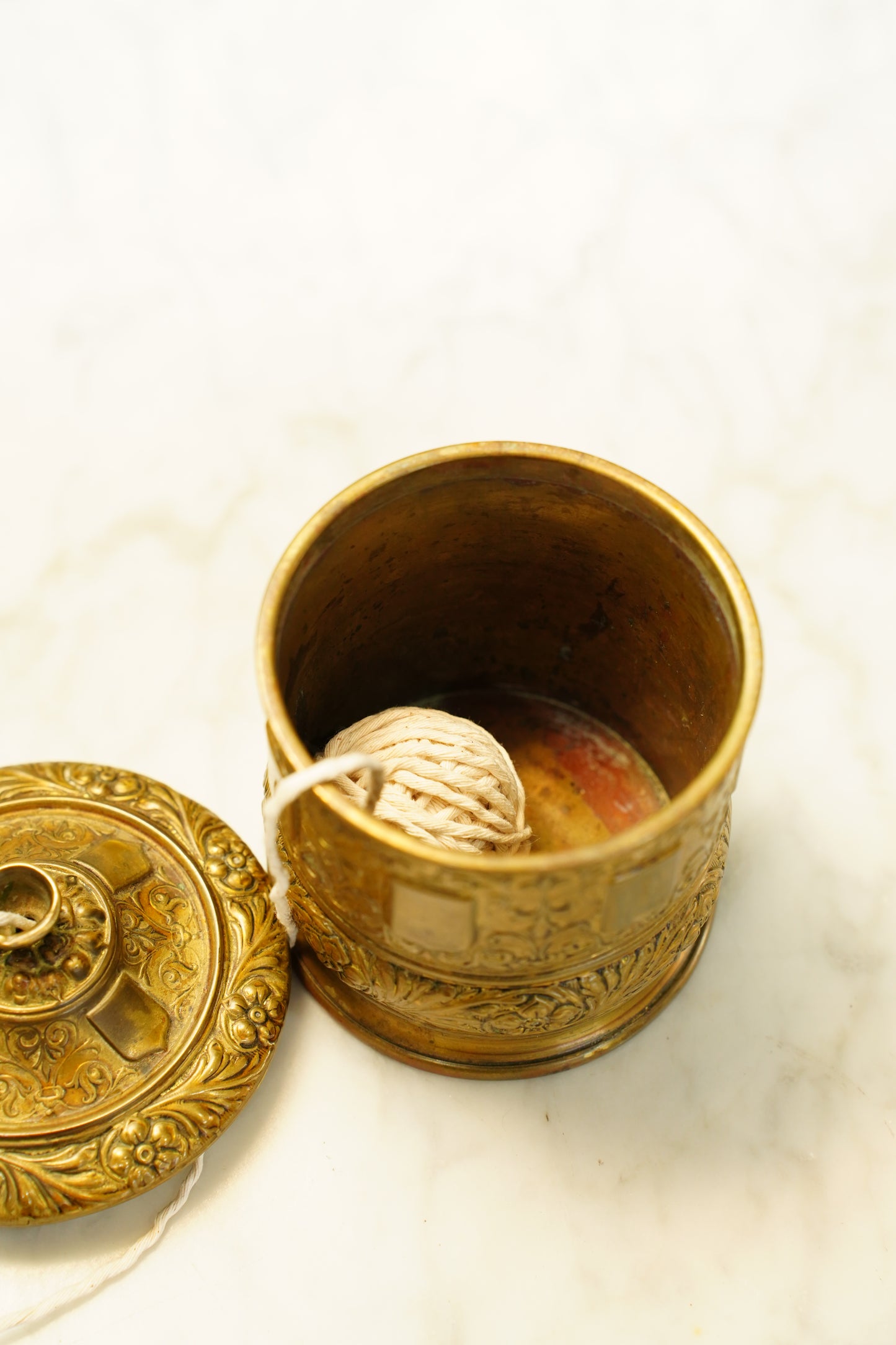 Antique English Brass String Holder