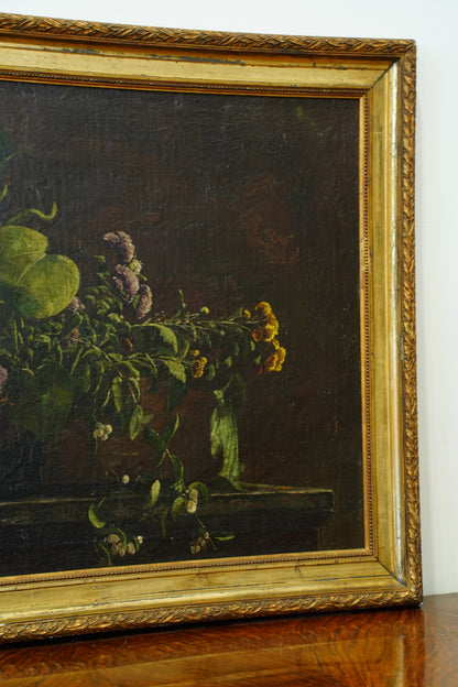 Antique Dutch Style Floral Still Life Oil Painting, Circa 1880