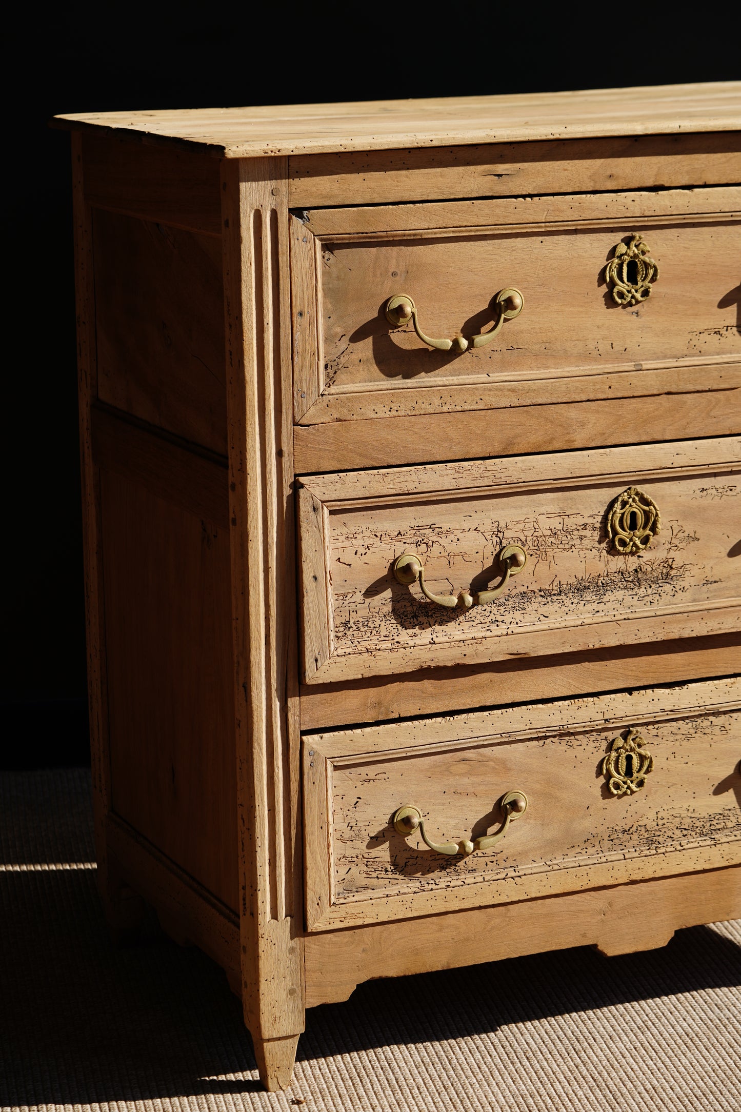 Antique French Louis XVI Sandblasted Walnut Commode, Circa 1790