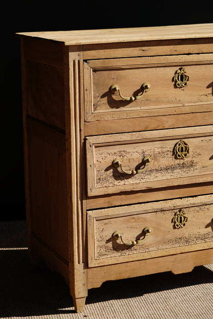 Antique French Louis XVI Sandblasted Walnut Commode, Circa 1790