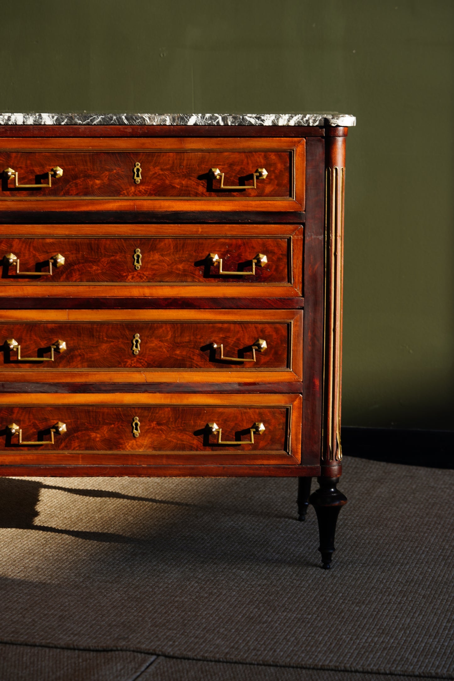 Antique French Louis XVI Mahogany Marble Top Commode