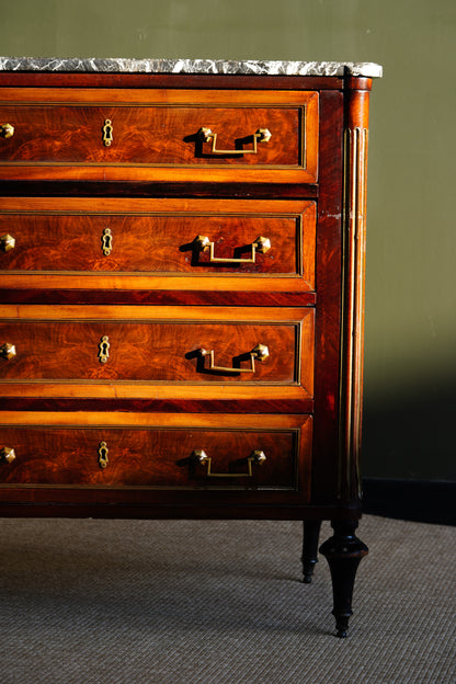 Antique French Louis XVI Mahogany Marble Top Commode