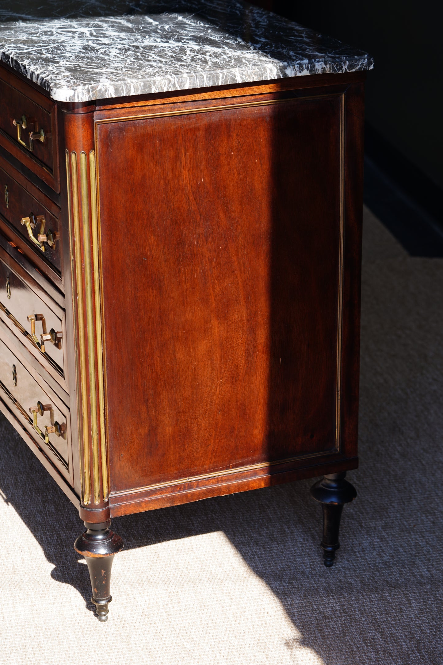 Antique French Louis XVI Mahogany Marble Top Commode