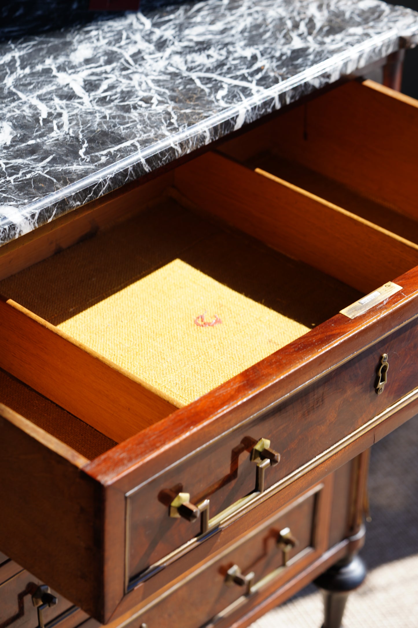 Antique French Louis XVI Mahogany Marble Top Commode