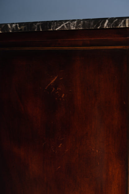 Antique French Louis XVI Mahogany Marble Top Commode