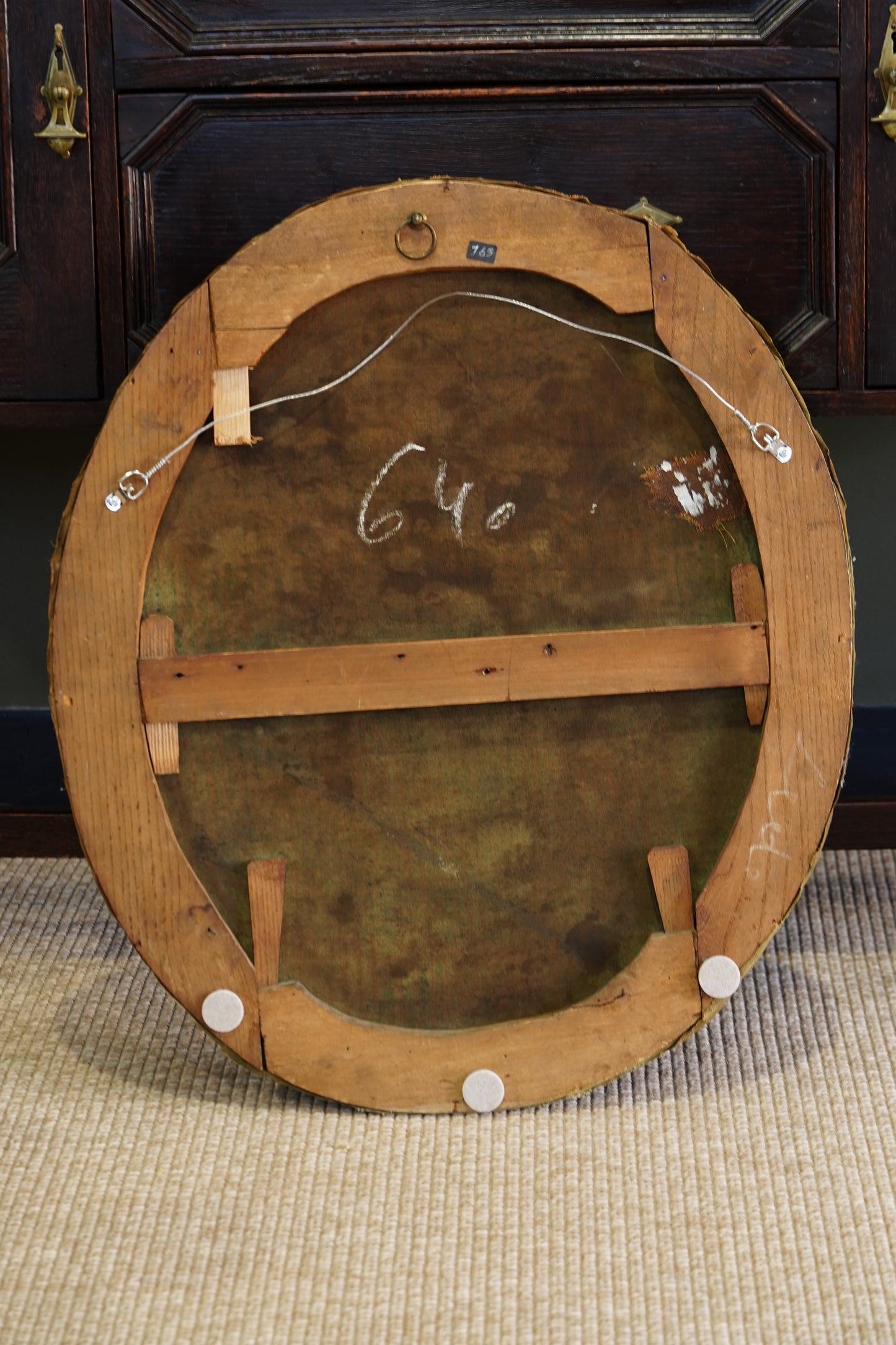 Antique European Oval Floral Oil Painting, Circa 1910