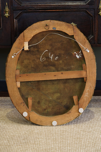 Antique European Oval Floral Oil Painting, Circa 1910