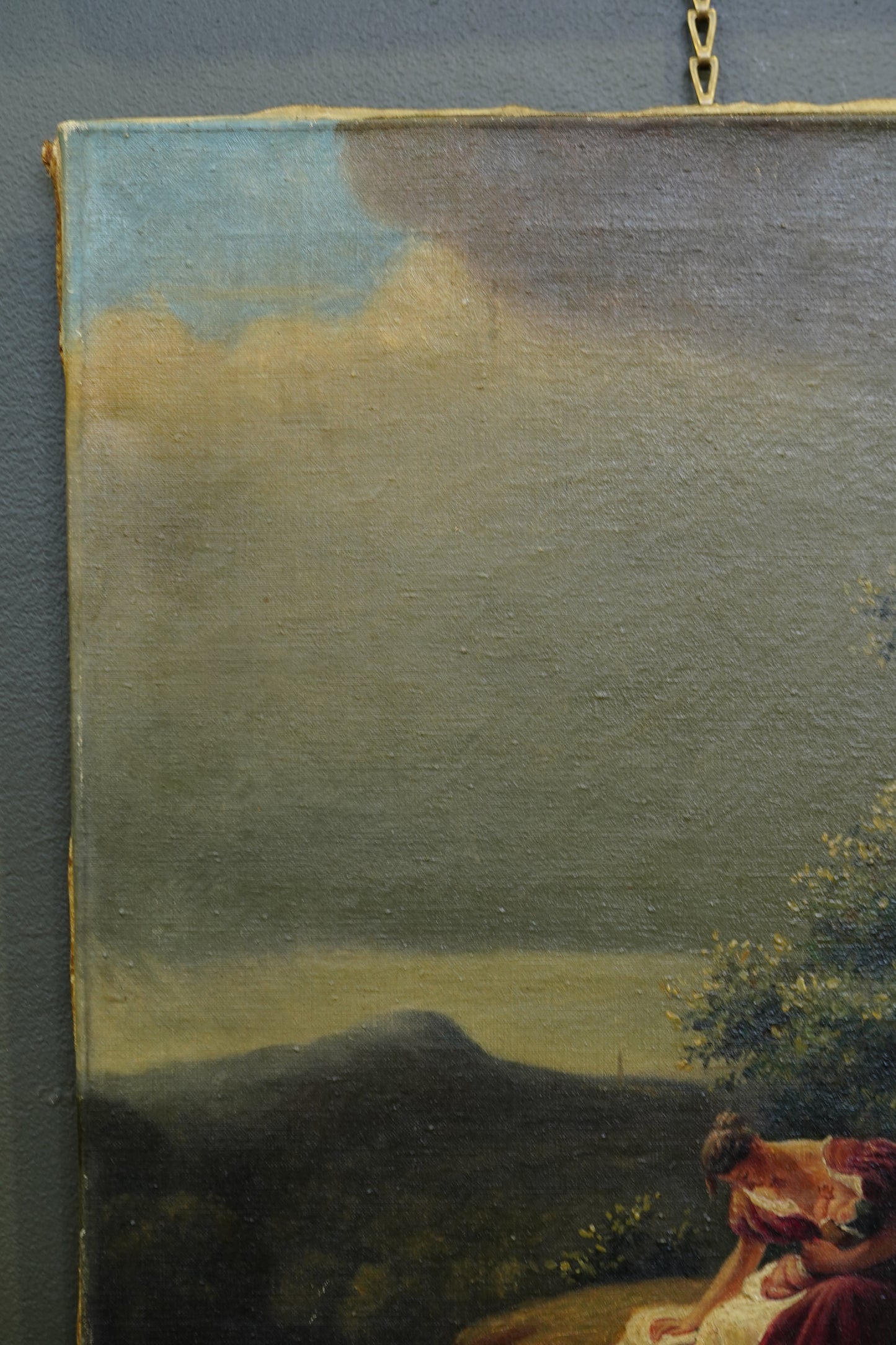 Antique Italian Mother and Child Oil Painting, Unframed, Circa 1900
