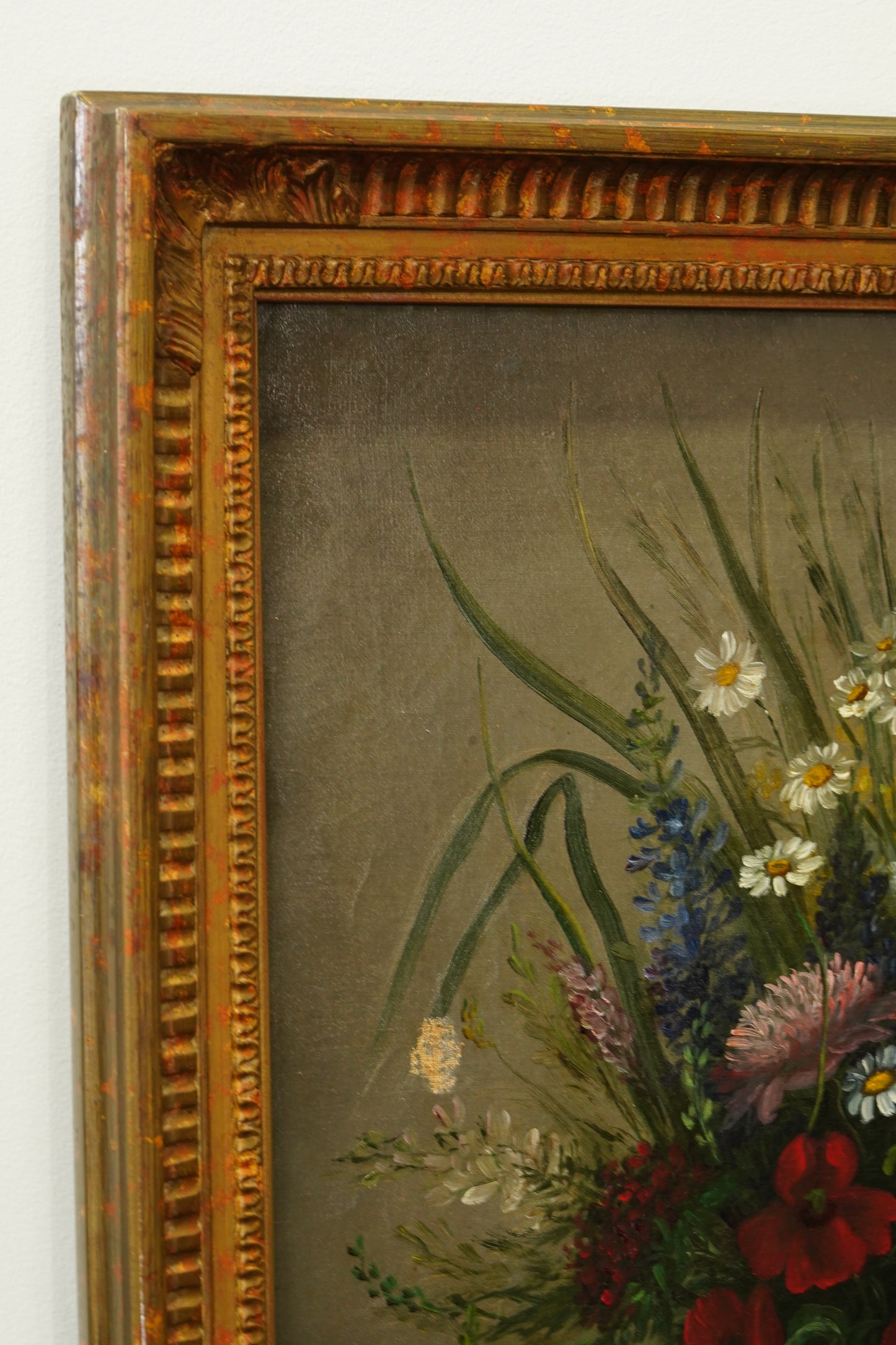 Antique French Flower Still Life Oil Painting, Signed