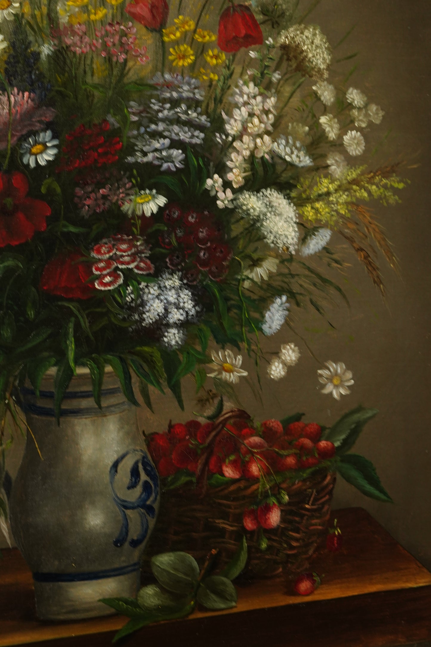 Antique French Flower Still Life Oil Painting, Signed