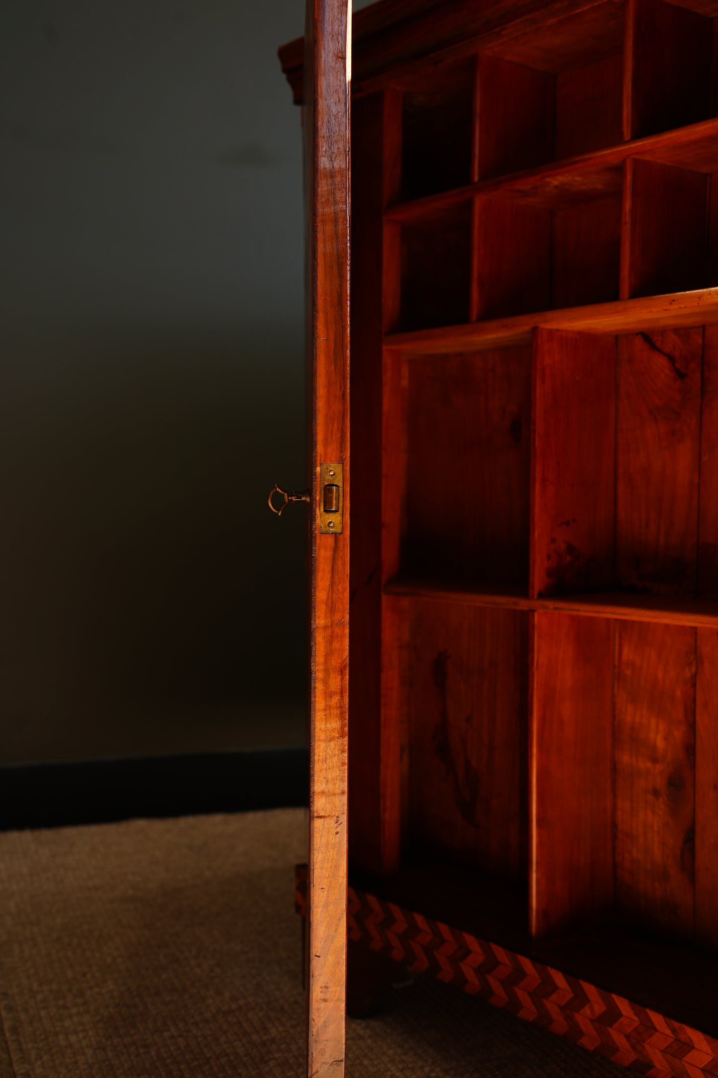 Antique Walnut Parquetry Commode with Side Cabinets