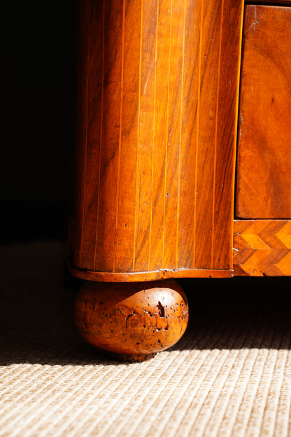 Antique Walnut Parquetry Commode with Side Cabinets