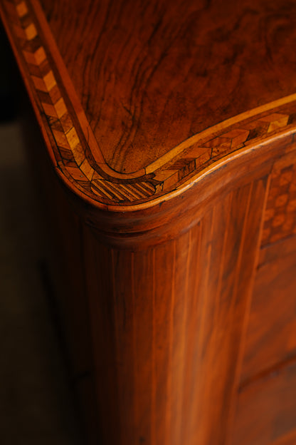 Antique Walnut Parquetry Commode with Side Cabinets