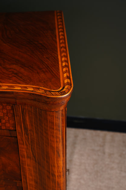 Antique Walnut Parquetry Commode with Side Cabinets