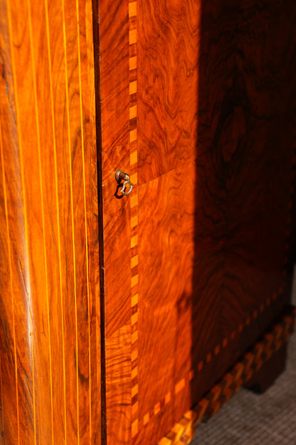 Antique Walnut Parquetry Commode with Side Cabinets