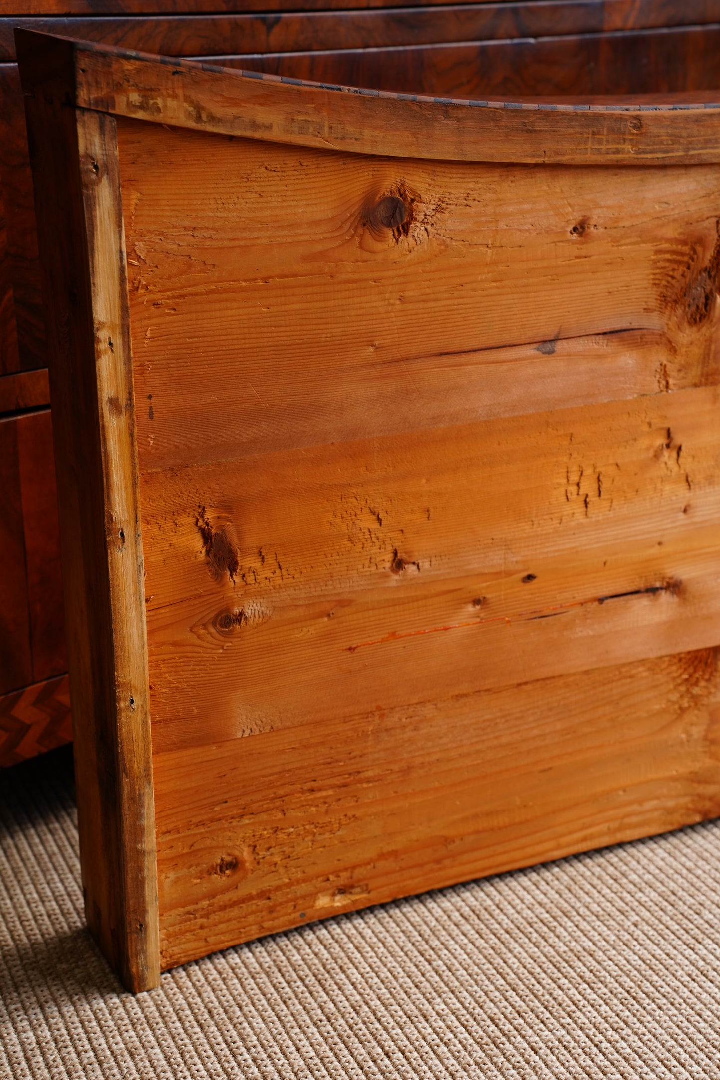 Antique Walnut Parquetry Commode with Side Cabinets