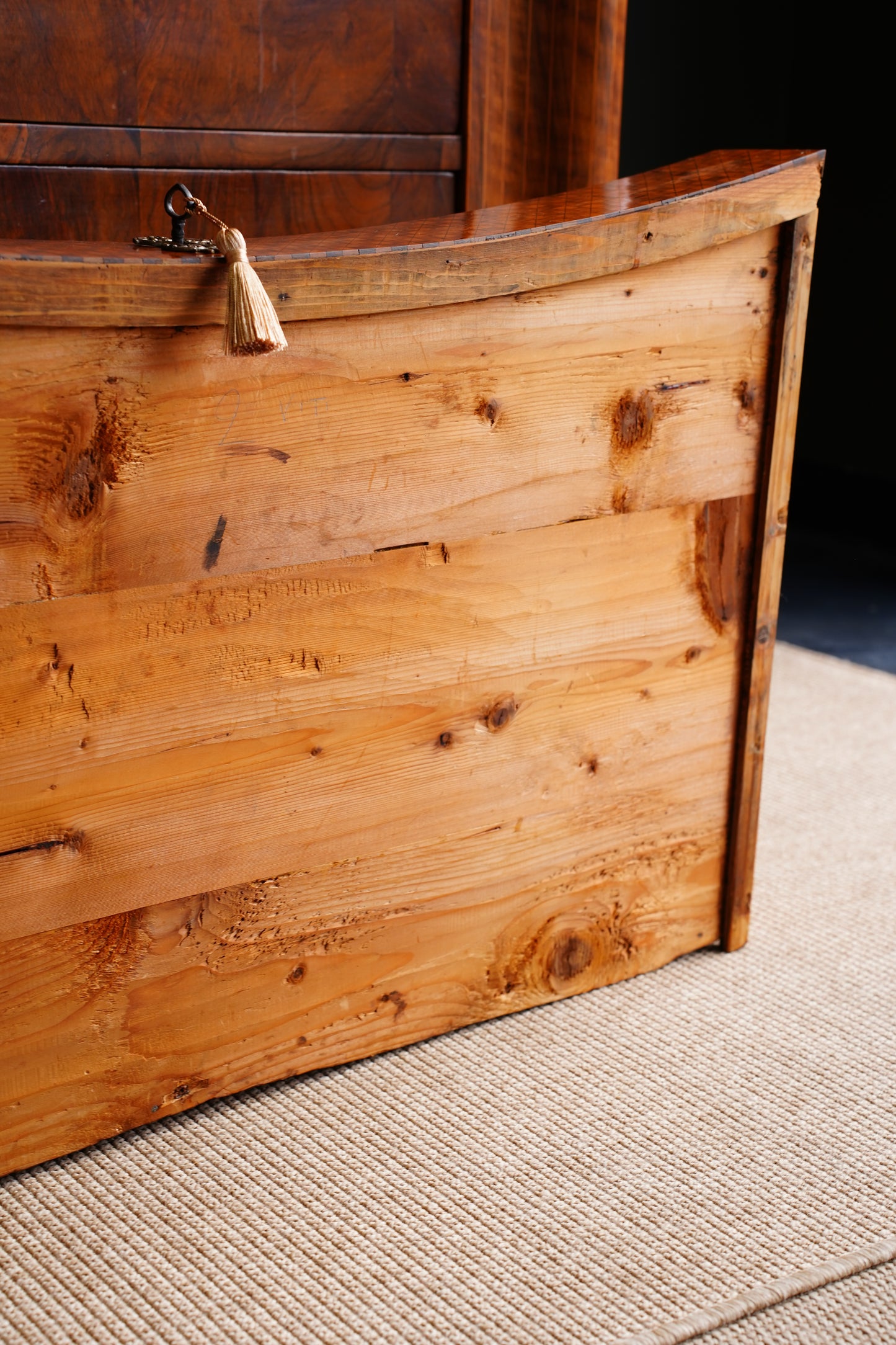 Antique Walnut Parquetry Commode with Side Cabinets