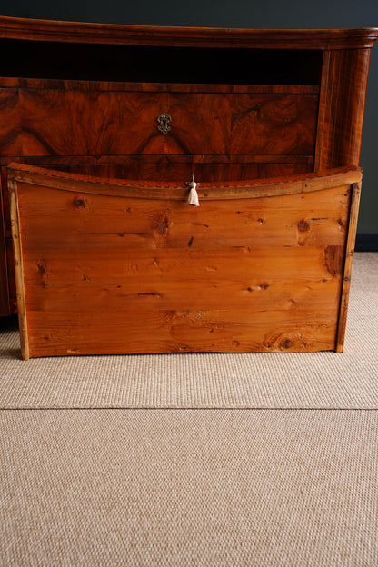 Antique Walnut Parquetry Commode with Side Cabinets