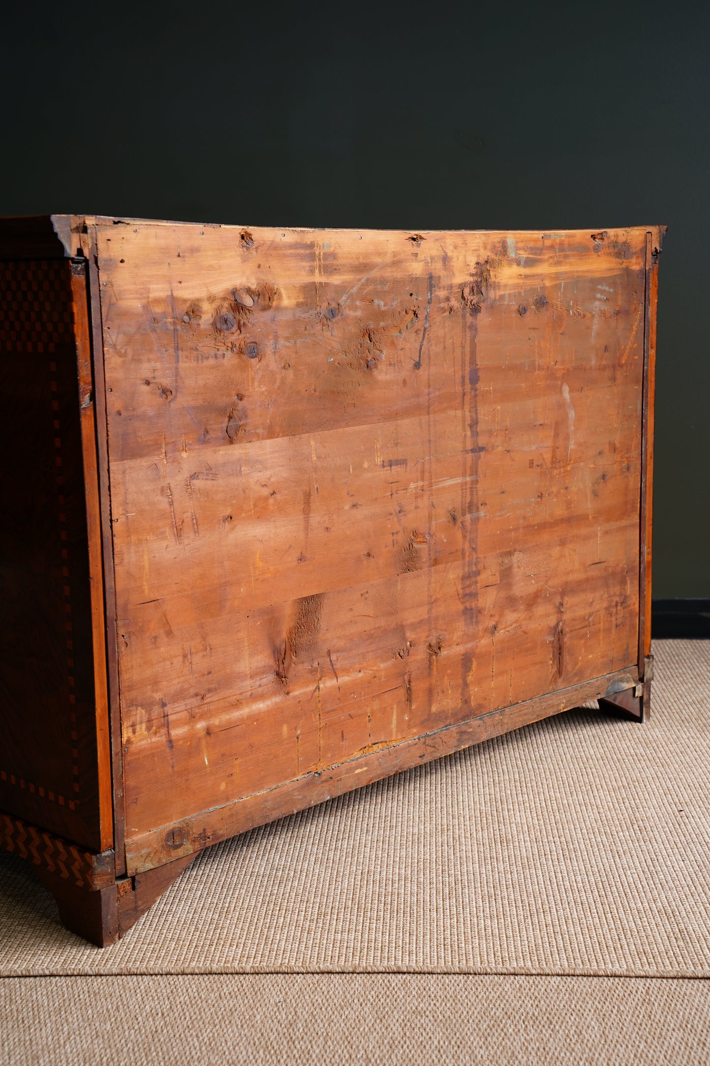 Antique Walnut Parquetry Commode with Side Cabinets